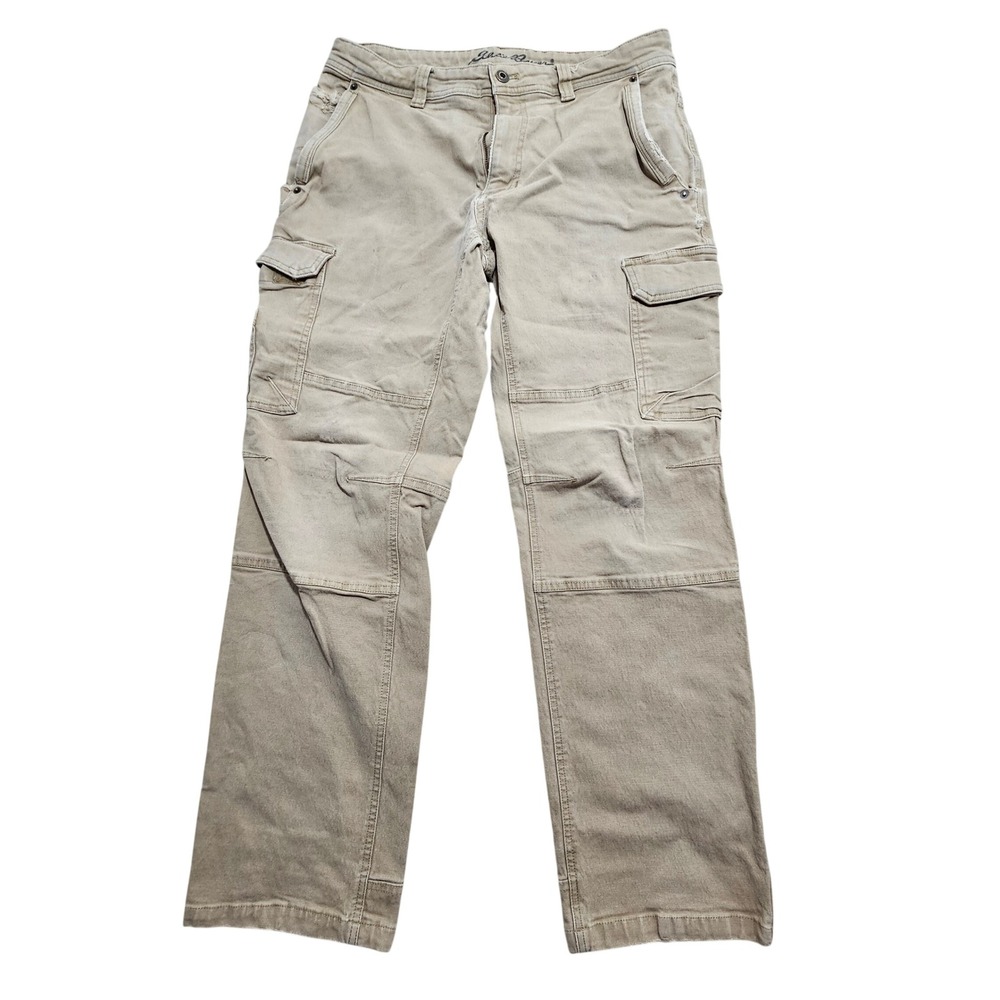 Eddie Bauer Relaxed Fit Cargo Pant Tan Khaki D3353127 34x32 articulated knee *